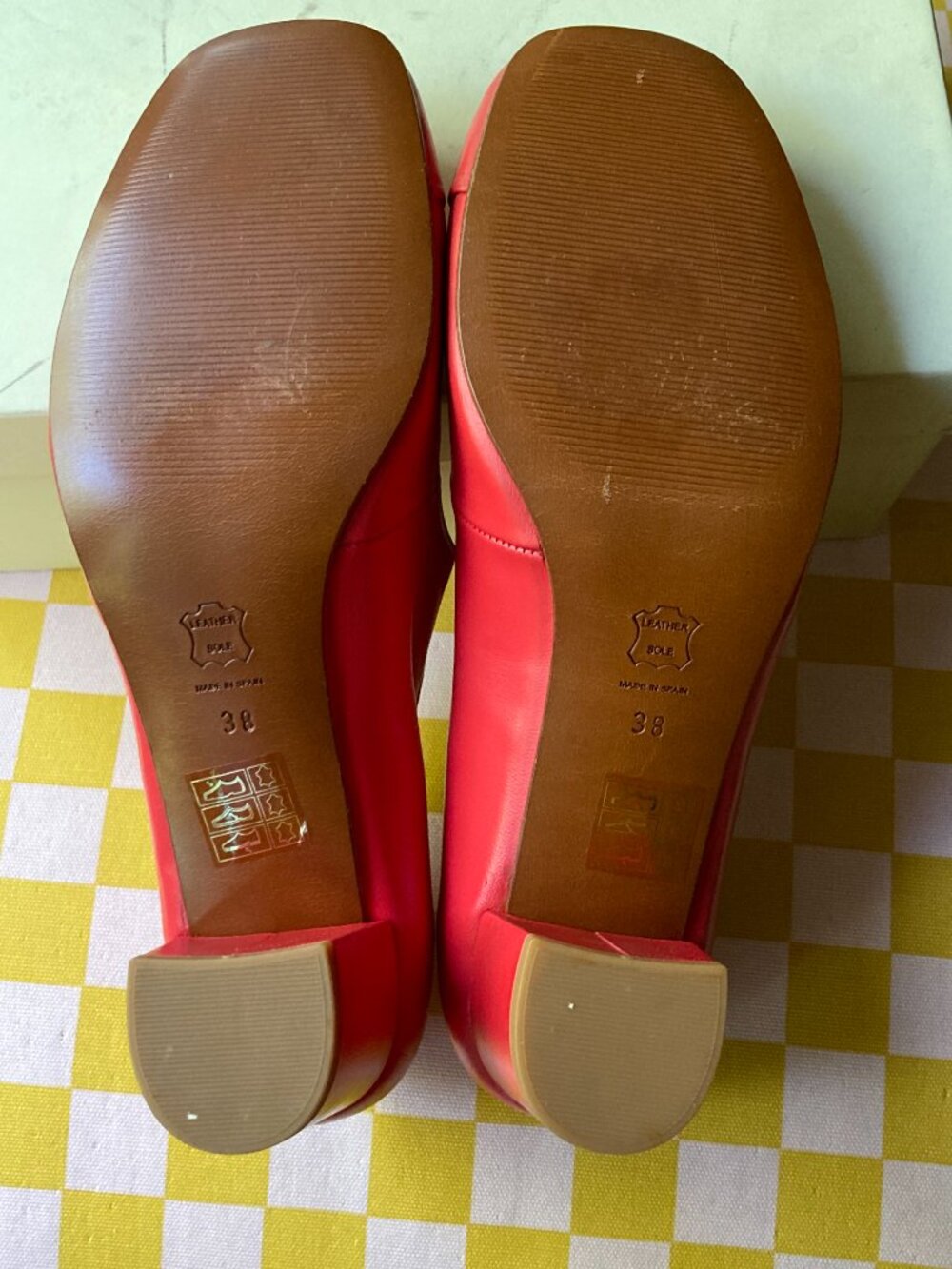 ✨ NWB Antoine & Lili Paris Red Leather Block Heel Shoes Size 38 ✨ - Picture 14 of 14